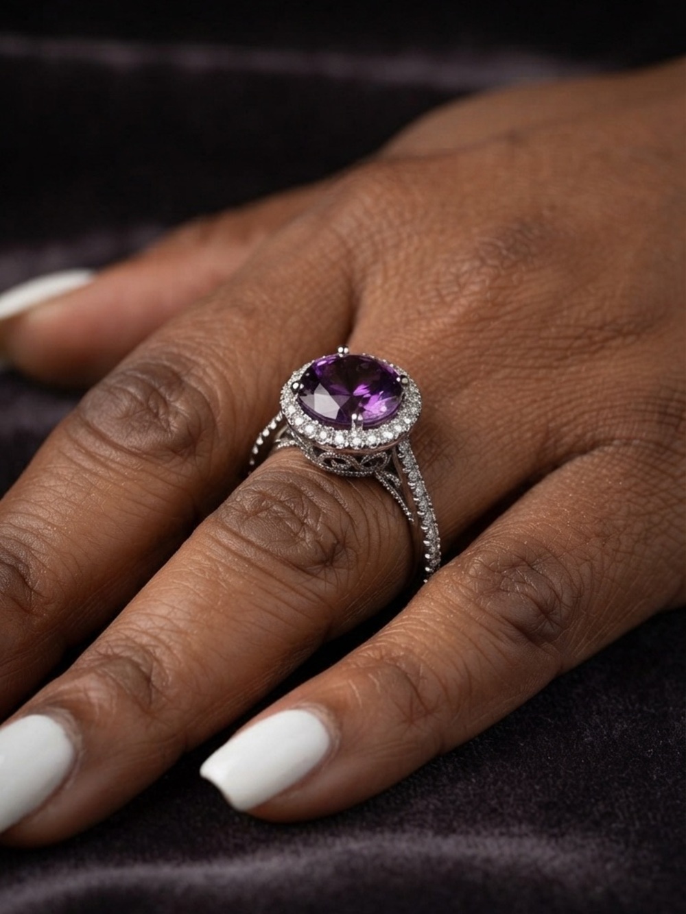Sterling Silver Ring with Purple Gemstone